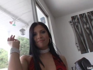 Rebeca Linares takes big black cock deep in her mouth and pussy
